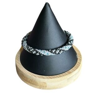 Sashka Bracelet White Blue Black Beaded Bracelet